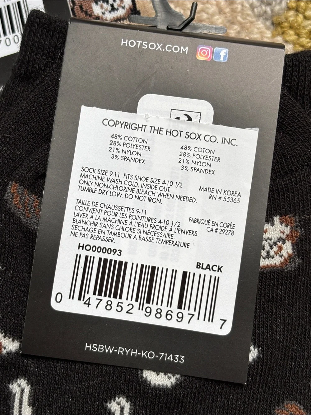 Pair of HotSox women’s Dog Socks NWT Black and Hemp Colors Bulldogs Poodles more